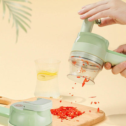 4-in-1 Handheld Electric Vegetable Chopper, Grinder, Slicer and Dicer