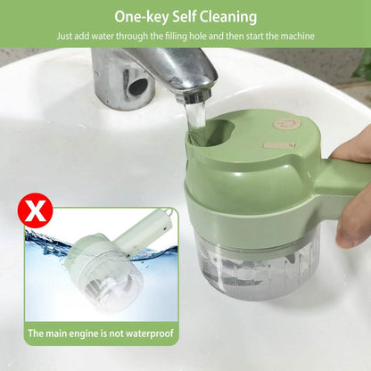 4-in-1 Handheld Electric Vegetable Chopper, Grinder, Slicer and Dicer