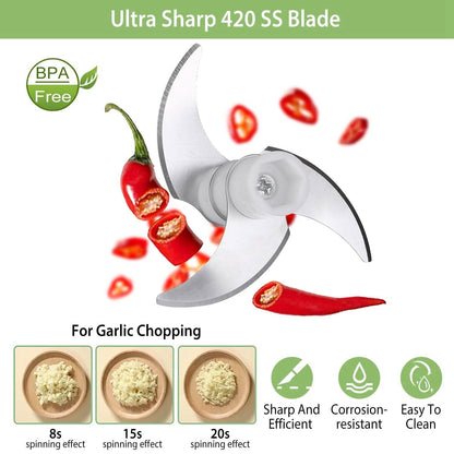 4-in-1 Handheld Electric Vegetable Chopper, Grinder, Slicer and Dicer