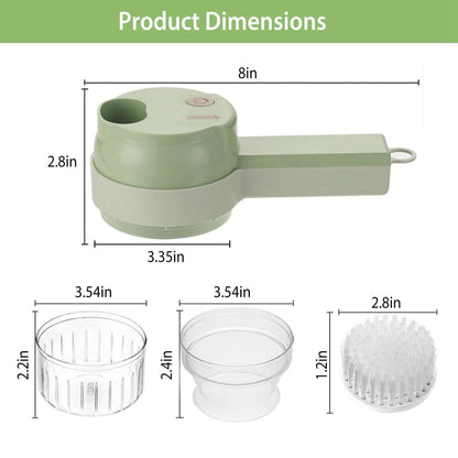 4-in-1 Handheld Electric Vegetable Chopper, Grinder, Slicer and Dicer