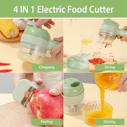 4-in-1 Handheld Electric Vegetable Chopper, Grinder, Slicer and Dicer
