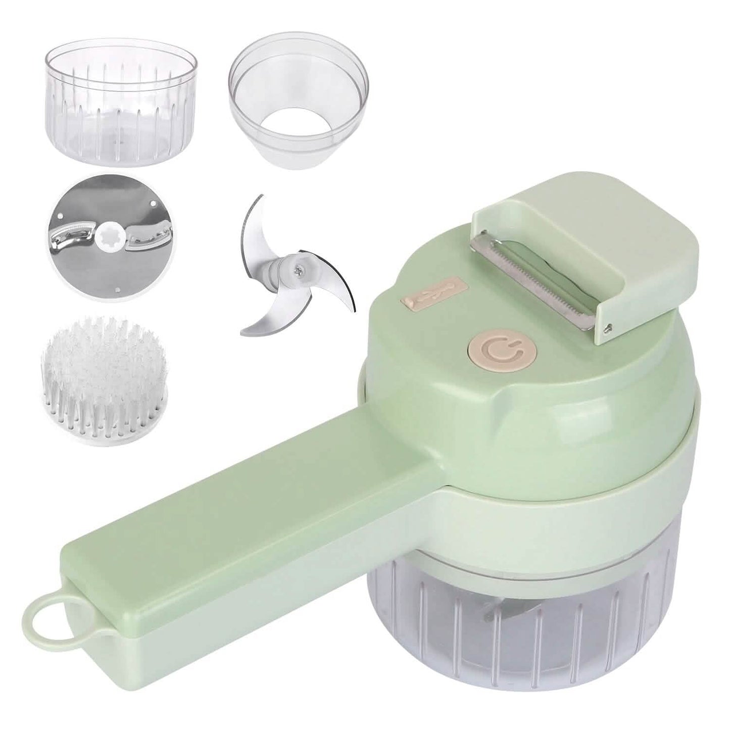 4-in-1 Handheld Electric Vegetable Chopper, Grinder, Slicer and Dicer