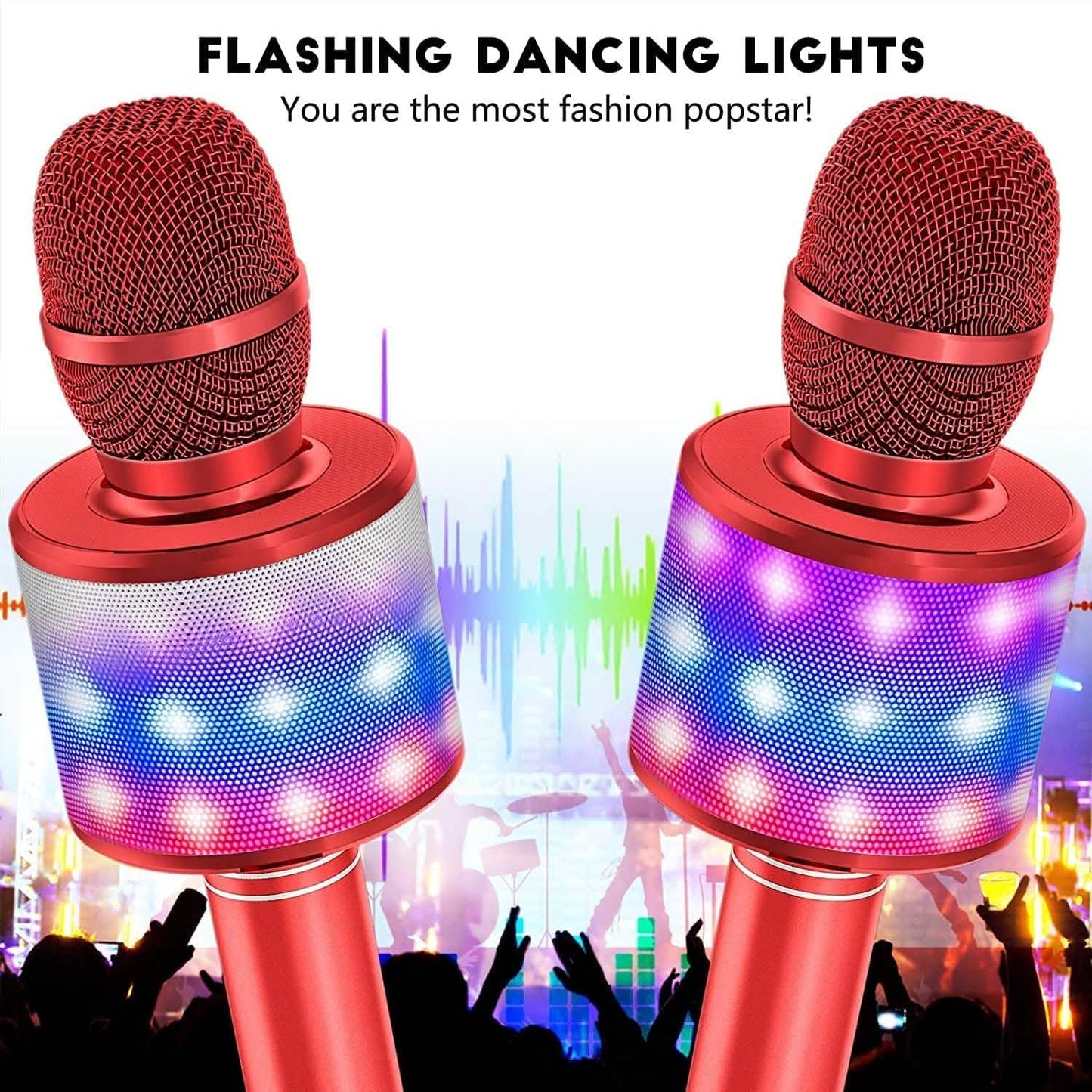 4-in-1 Karaoke Machine Microphone with LED Lights