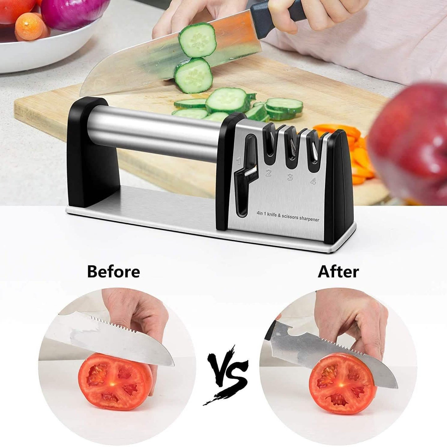 4-in-1 Kitchen Blade and Scissor Sharpening Tool
