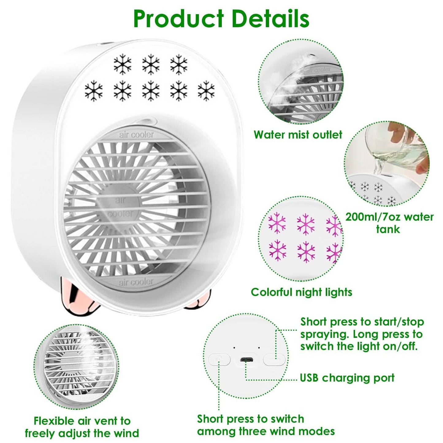 4-in-1 Portable Mini Desktop Water Mist Cooling Air Conditioner