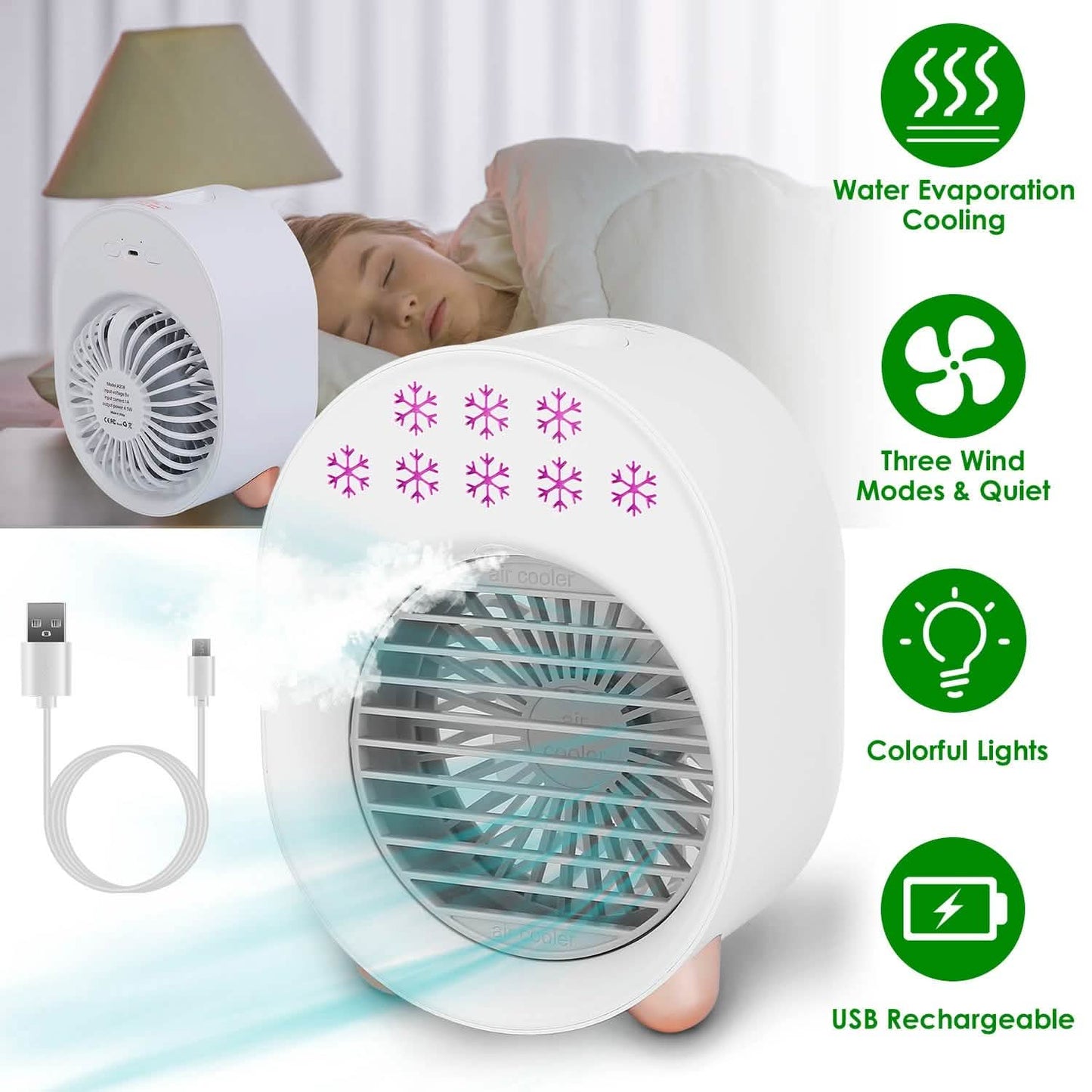 4-in-1 Portable Mini Desktop Water Mist Cooling Air Conditioner