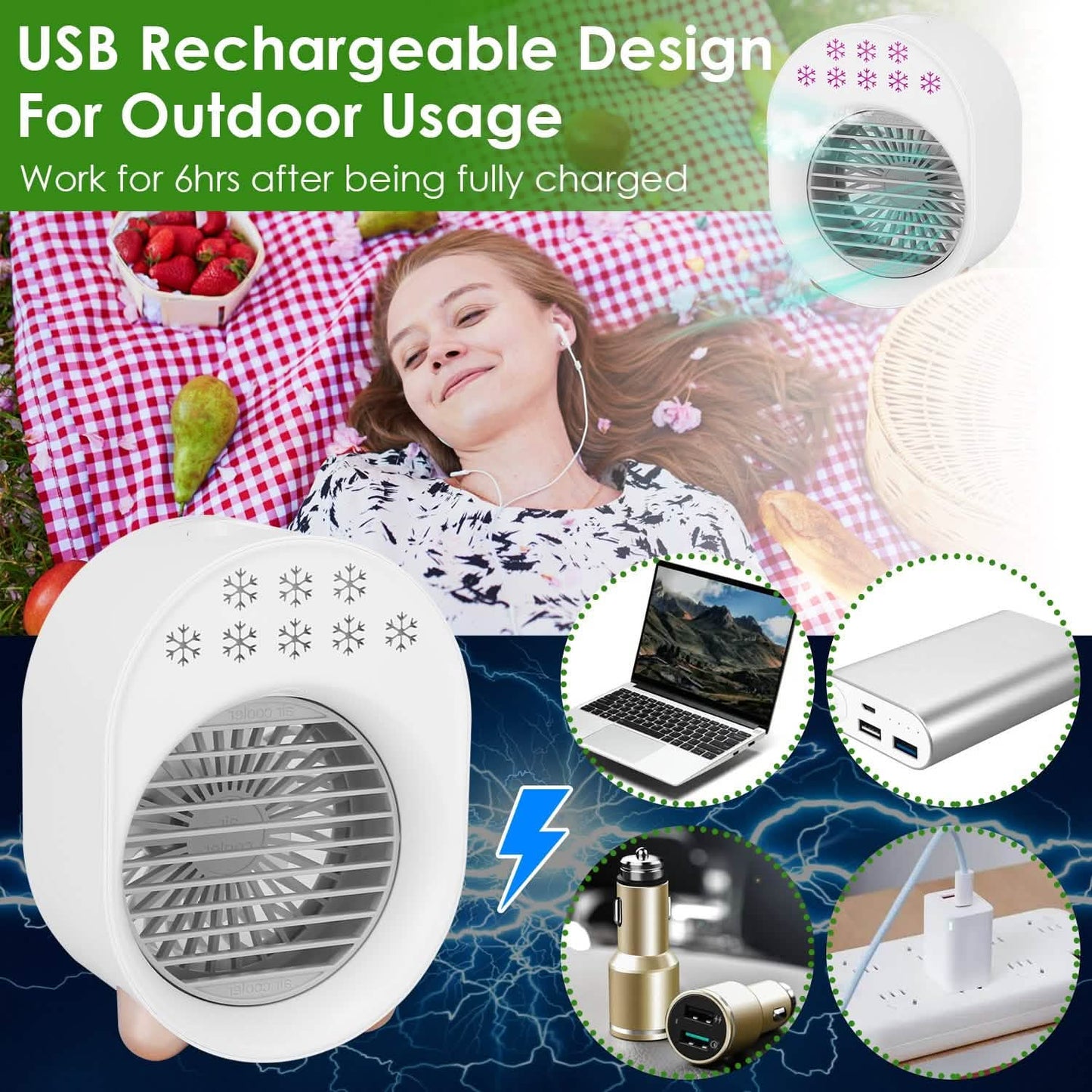 4-in-1 Portable Mini Desktop Water Mist Cooling Air Conditioner