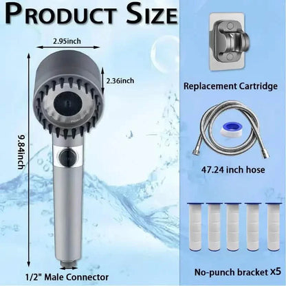 4-in-1 Removable Shower Head With 5 Filters and 3 Settings