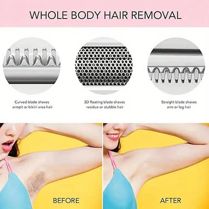 4-in-1 Silky-Smooth Electric Shaver for Women - Wet/Dry, USB Rechargeable & Portable for Full Body Use