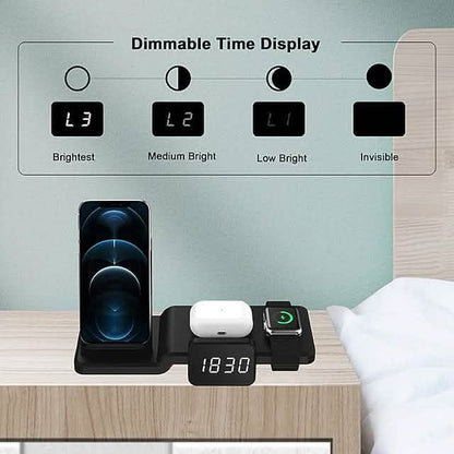 4-in-1 Wireless Charger with LED Digital Clock