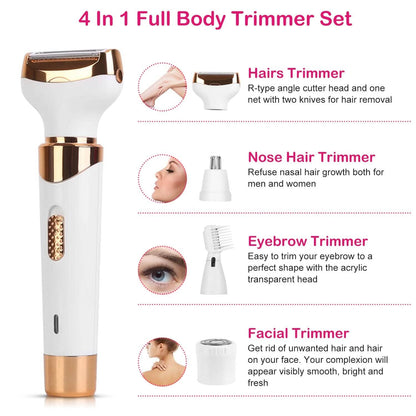 4-in-1 Women Electric Hair Shaver USB Rechargeable