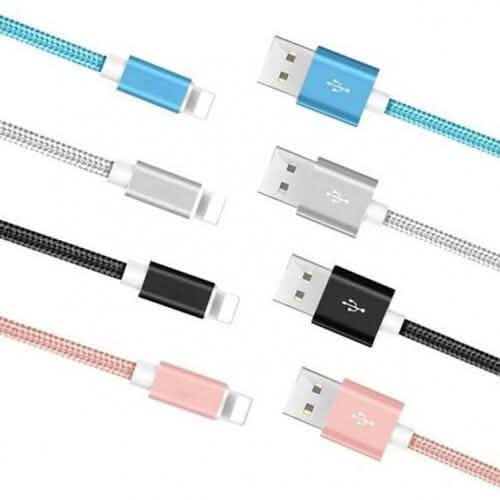 4-Pack: 6 Ft. Heavy Duty Braided iPhone USB Cable Charger Cord
