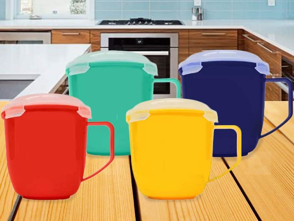 4-Pack: Bell & Howell Microwave Mugs with Vented Lids