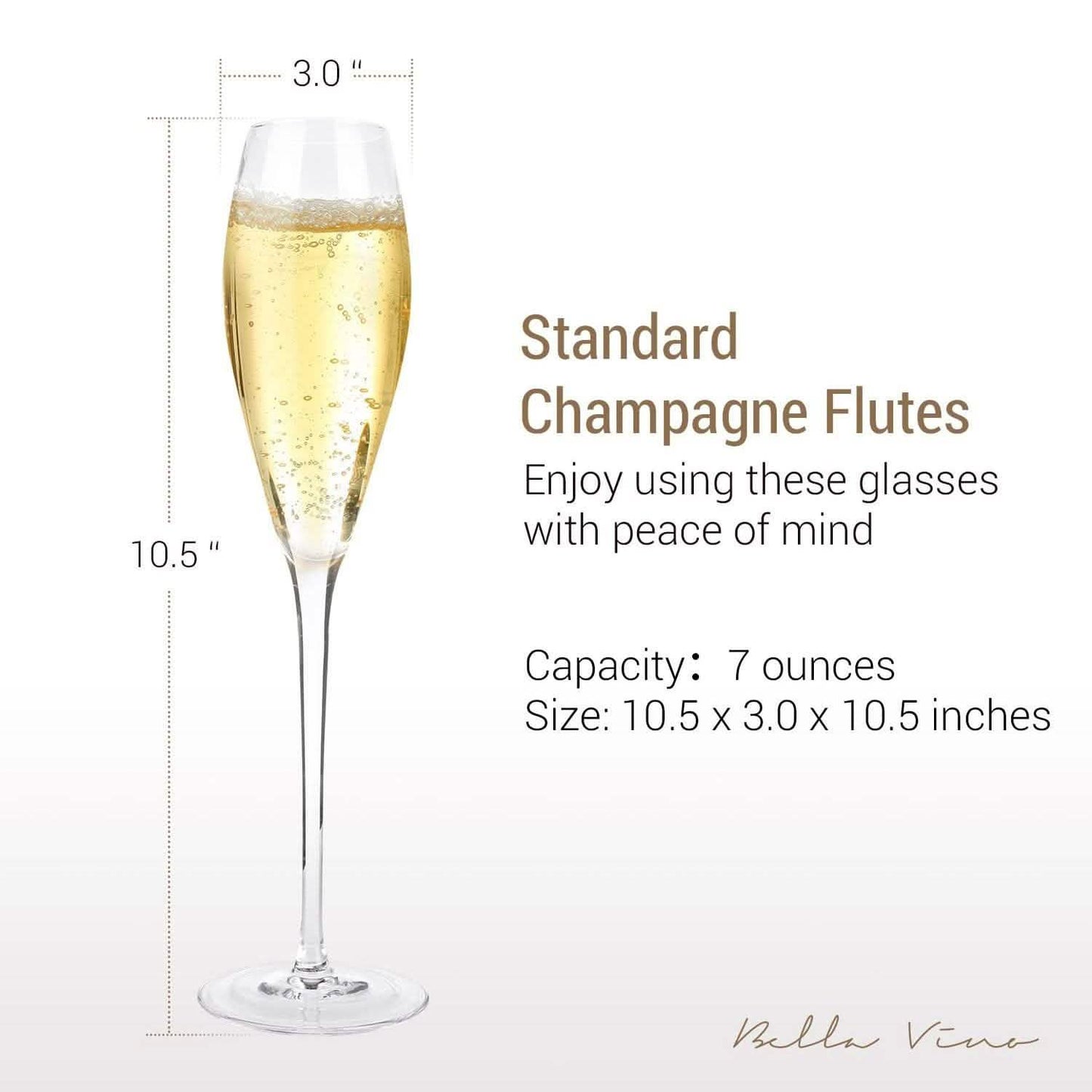 4-Pack: Bella Vino Standard Hand Blown Crystal Red/White Wine Glasses