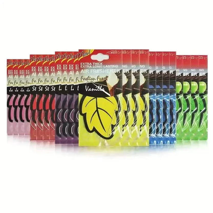 4-Pack: Car Air Freshener Natural Scented Tea Paper Auto Hanging Vanilla Perfume Fragrance Leaf Shape