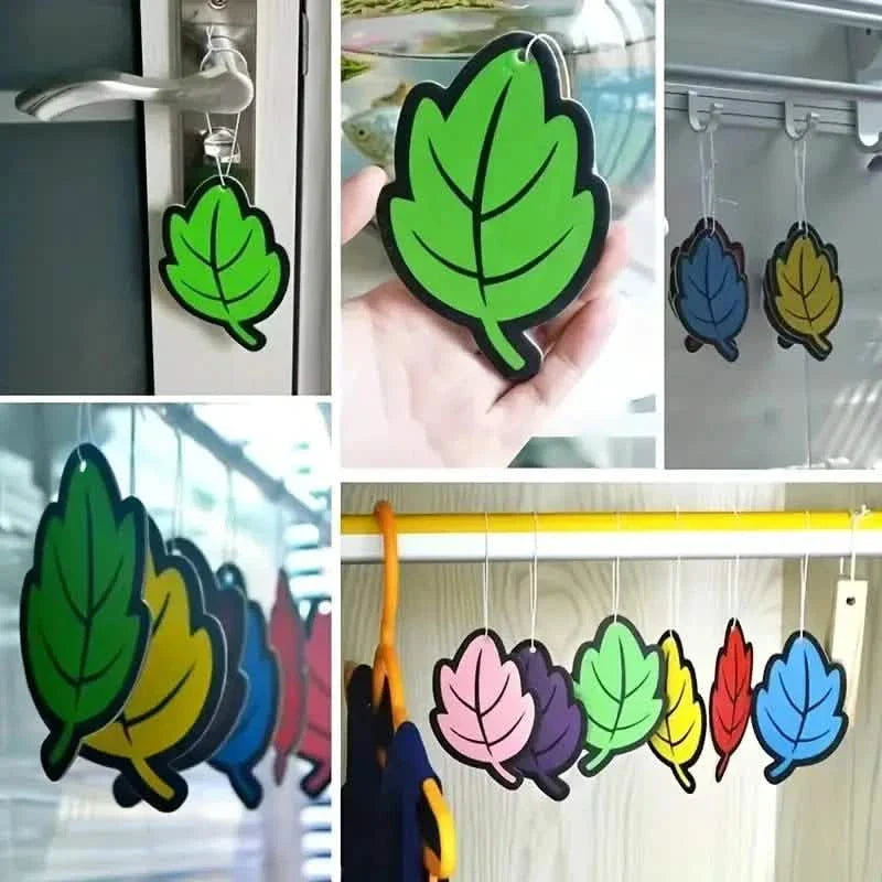 4-Pack: Car Air Freshener Natural Scented Tea Paper Auto Hanging Vanilla Perfume Fragrance Leaf Shape