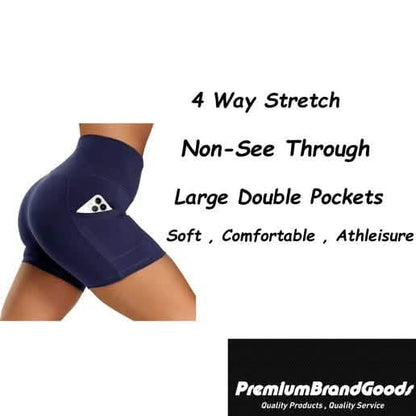 4-Pack: High Waist Soft Yoga Shorts for Women with 2 Side Pockets