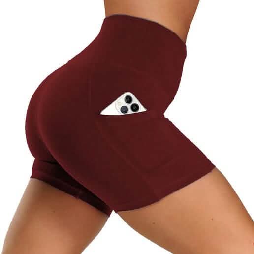 4-Pack: High Waist Soft Yoga Shorts for Women with 2 Side Pockets
