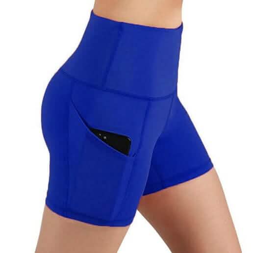 4-Pack: High Waist Soft Yoga Shorts for Women with 2 Side Pockets