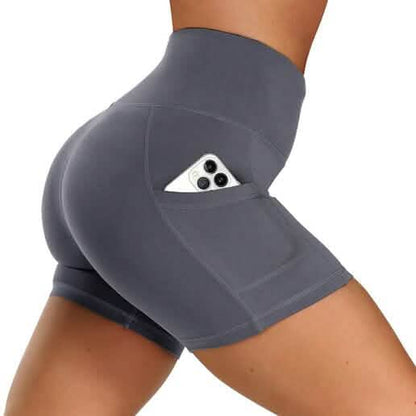 4-Pack: High Waist Soft Yoga Shorts for Women with 2 Side Pockets