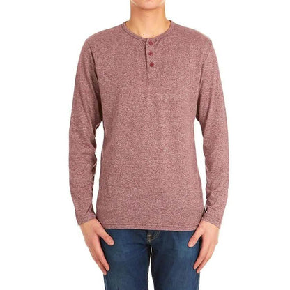4-Pack: Men's Long-Sleeve Marled Henley Shirts - Size: Medium