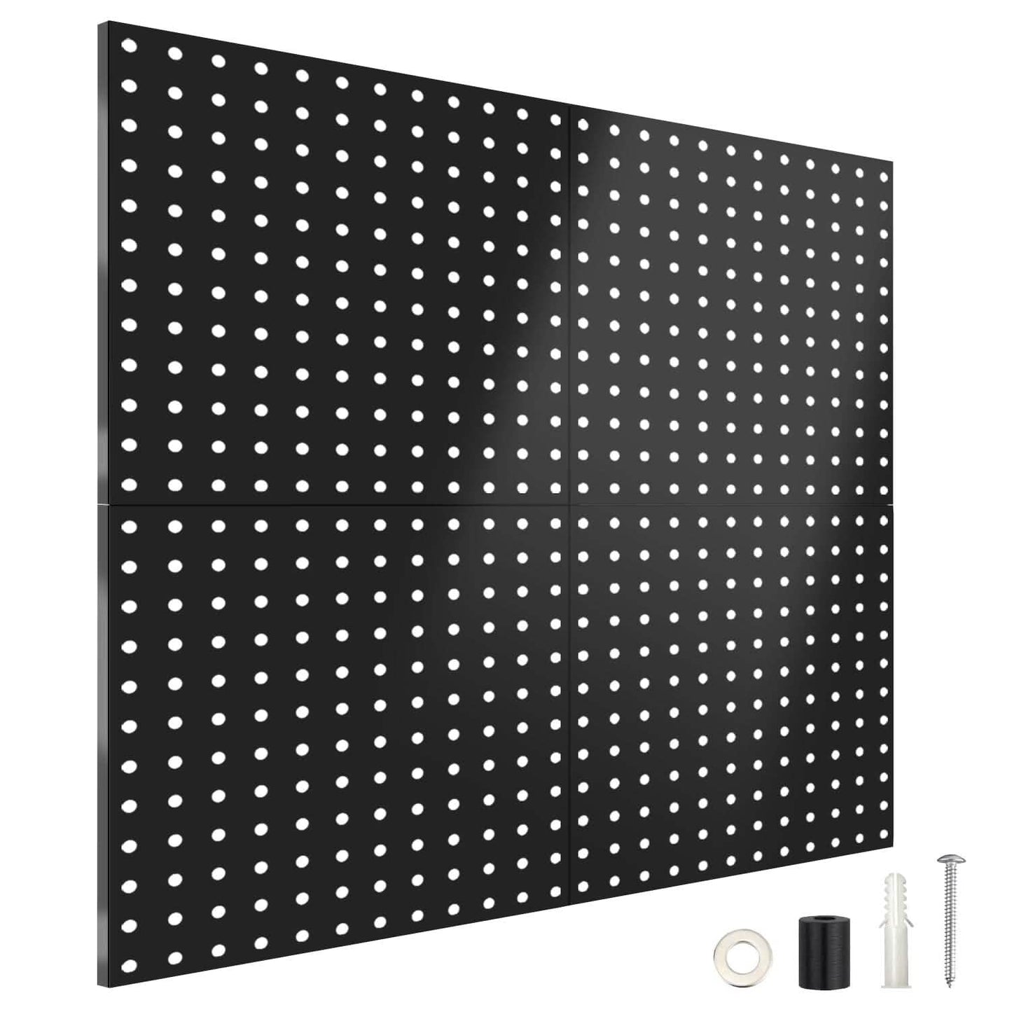 4-Pack: Metal Black Pegboard Wall Organizer with 1" Spacing 1/4" Hole