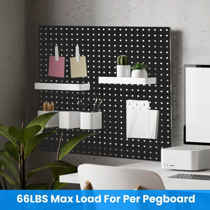 4-Pack: Metal Black Pegboard Wall Organizer with 1" Spacing 1/4" Hole