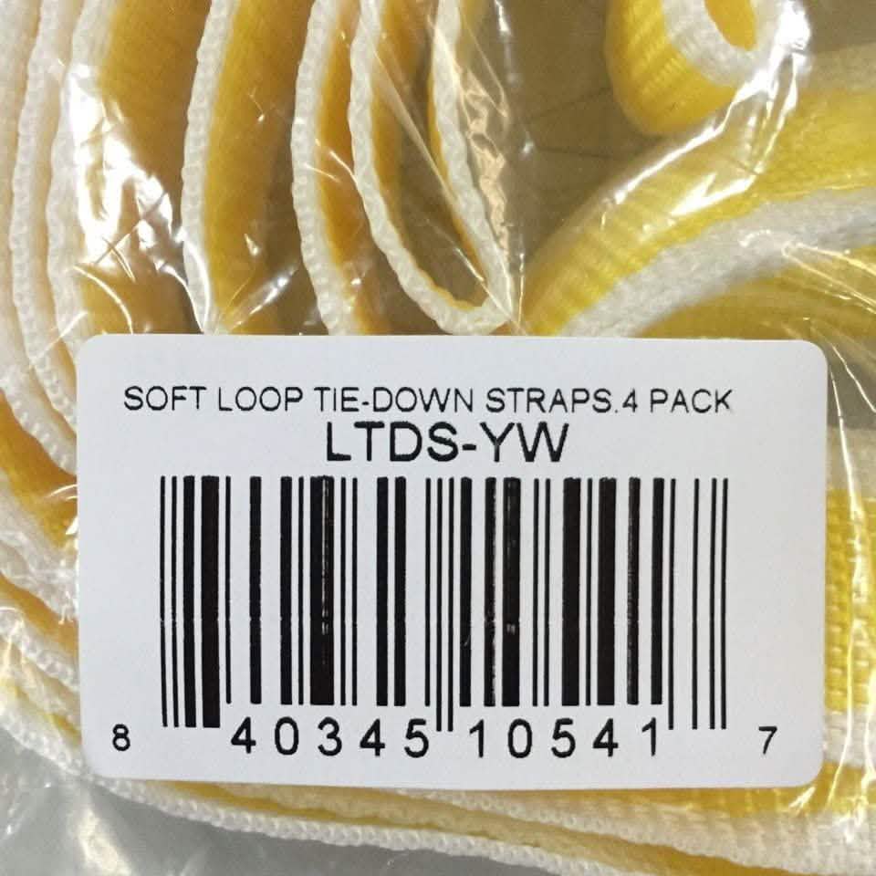 4-Pack: OxGord LTDS-YW American Eagle Soft Loop Tie-Down Straps