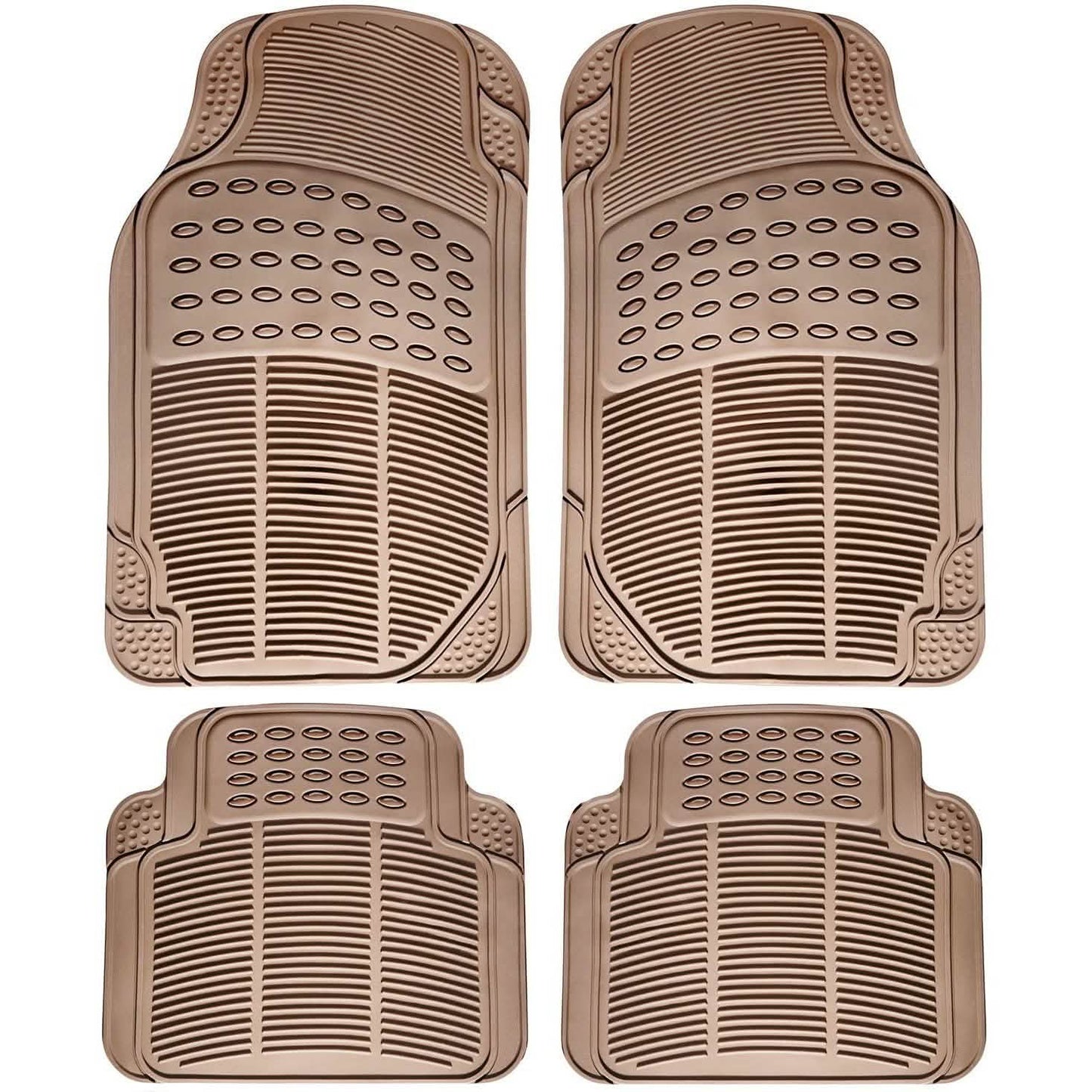 4-Pack: OxGord® Ridged Style 1st & 2nd Row Black Heavy Duty Rubber Floor Mat Set