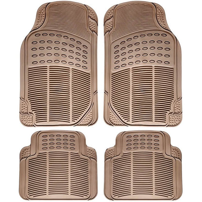 4-Pack: OxGord® Ridged Style 1st & 2nd Row Black Heavy Duty Rubber Floor Mat Set