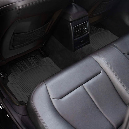 4-Pack: OxGord® Ridged Style 1st & 2nd Row Black Heavy Duty Rubber Floor Mat Set