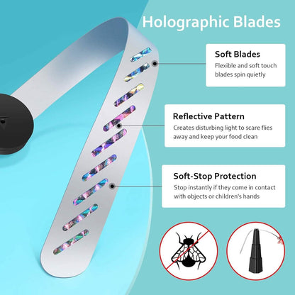 4-Pack: Portable Table Top Fly Fan Fly Spinner with Holographic Blades
