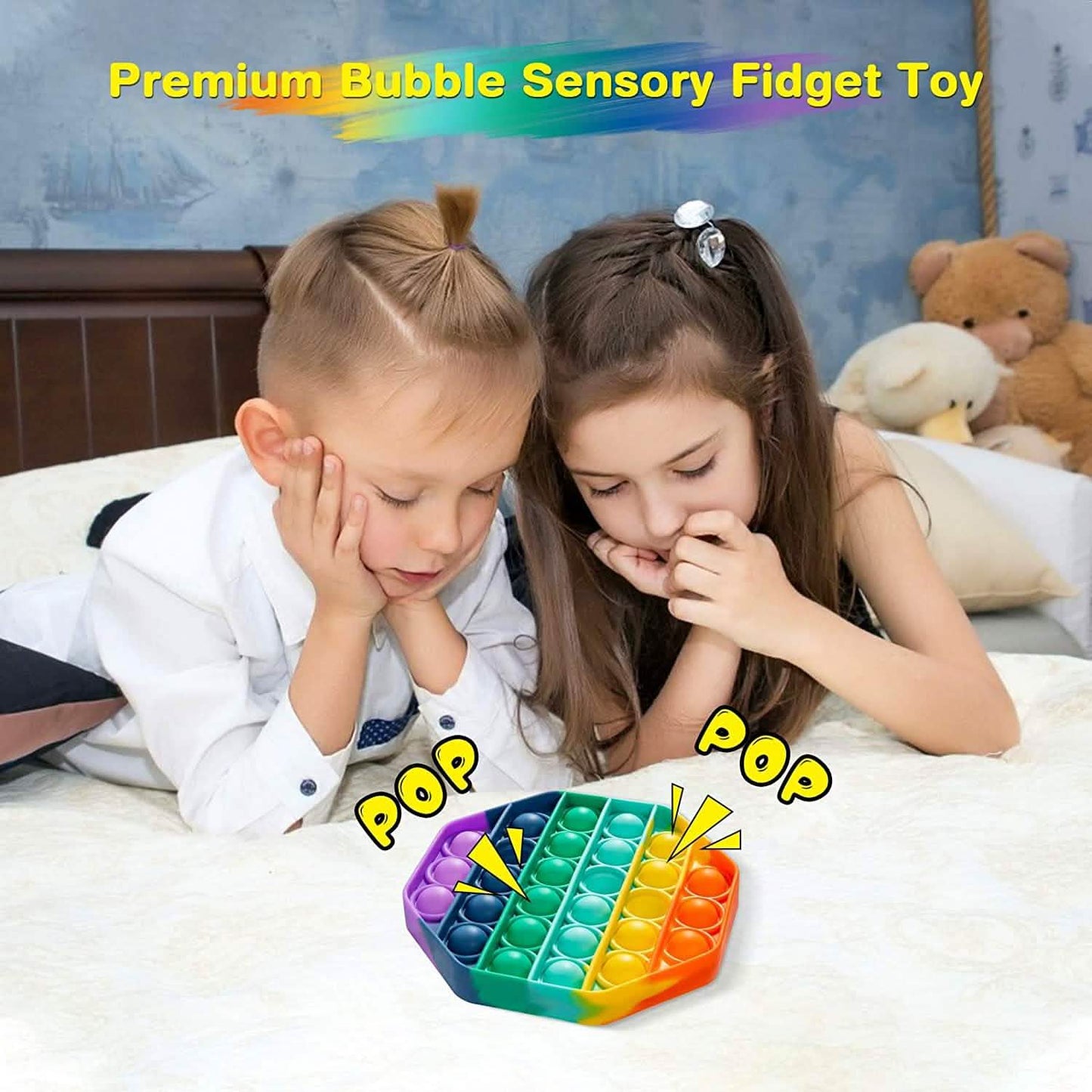 4-Pack: Rainbow Pop-It Bubble Popper
