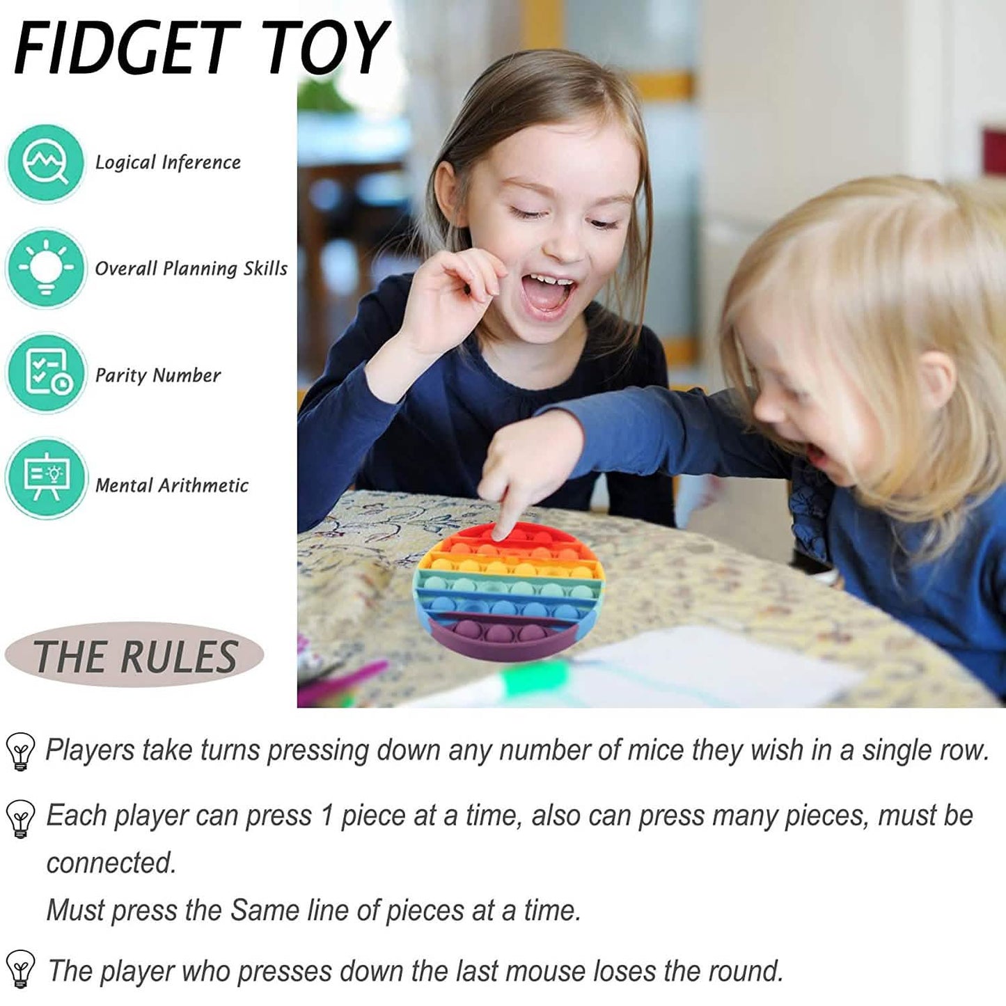 4-Pack: Rainbow Pop-It Bubble Popper