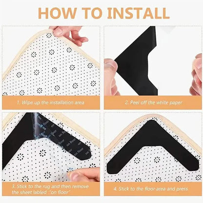 4-Pack: Reusable Non-Slip Carpet Rug Stickers