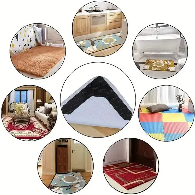 4-Pack: Reusable Non-Slip Carpet Rug Stickers