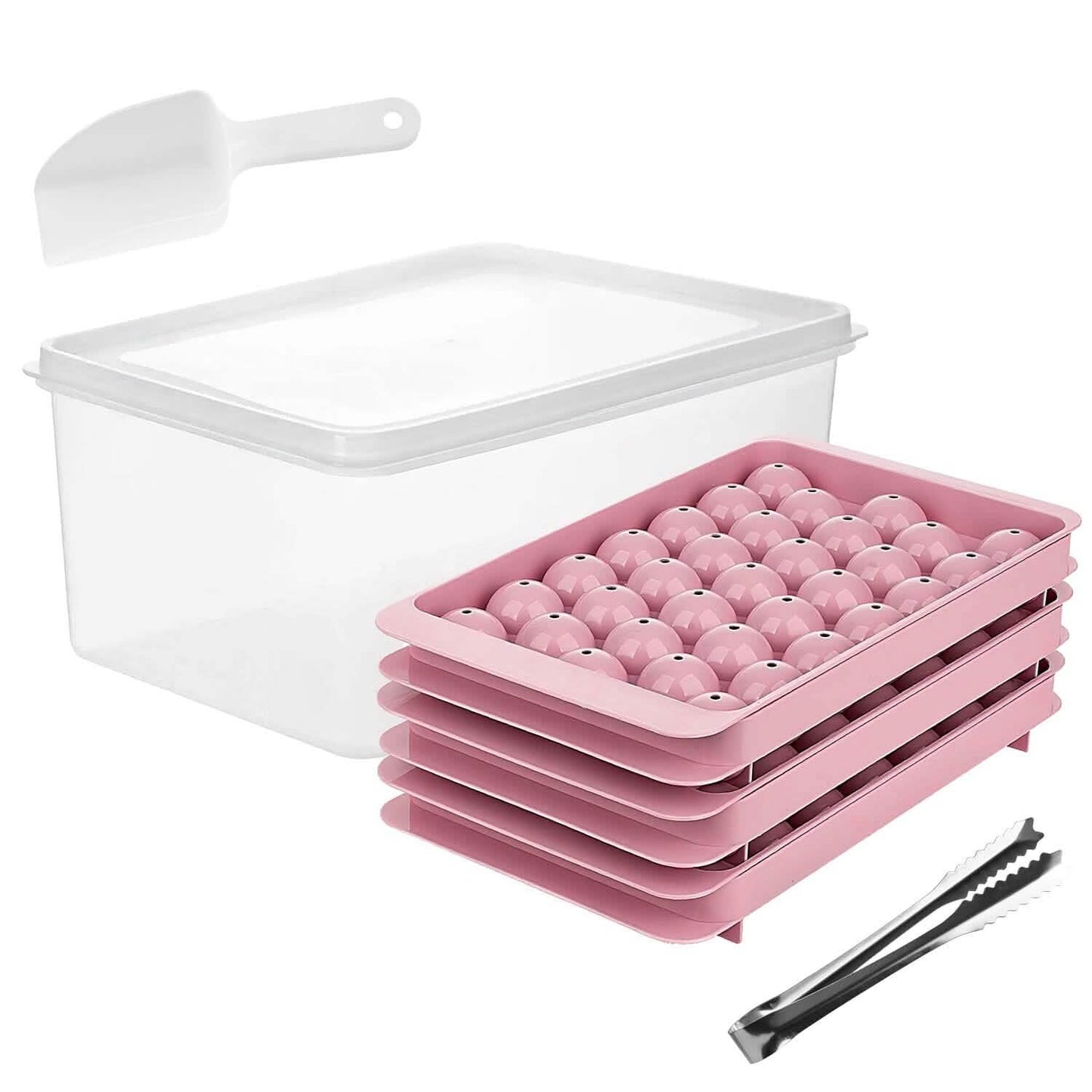 4-Pack: Small Ice Cube Maker Mold with Lid Bin