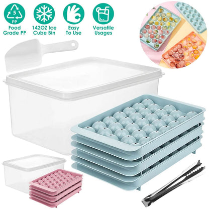 4-Pack: Small Ice Cube Maker Mold with Lid Bin