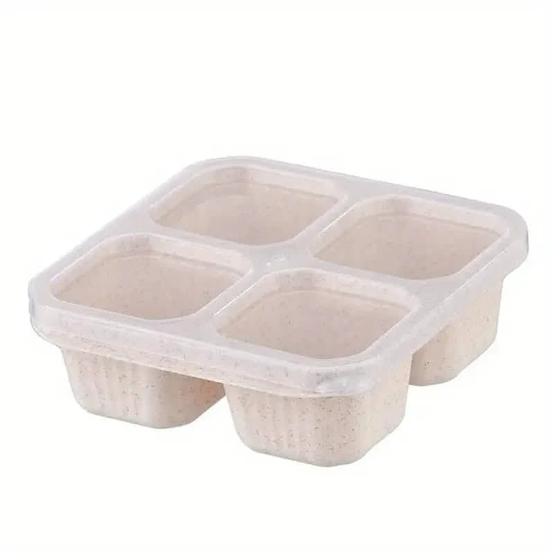 4-Pack: Snack Container With 4 Compartments, Divided Bento Lunch Box With Transparent Lids