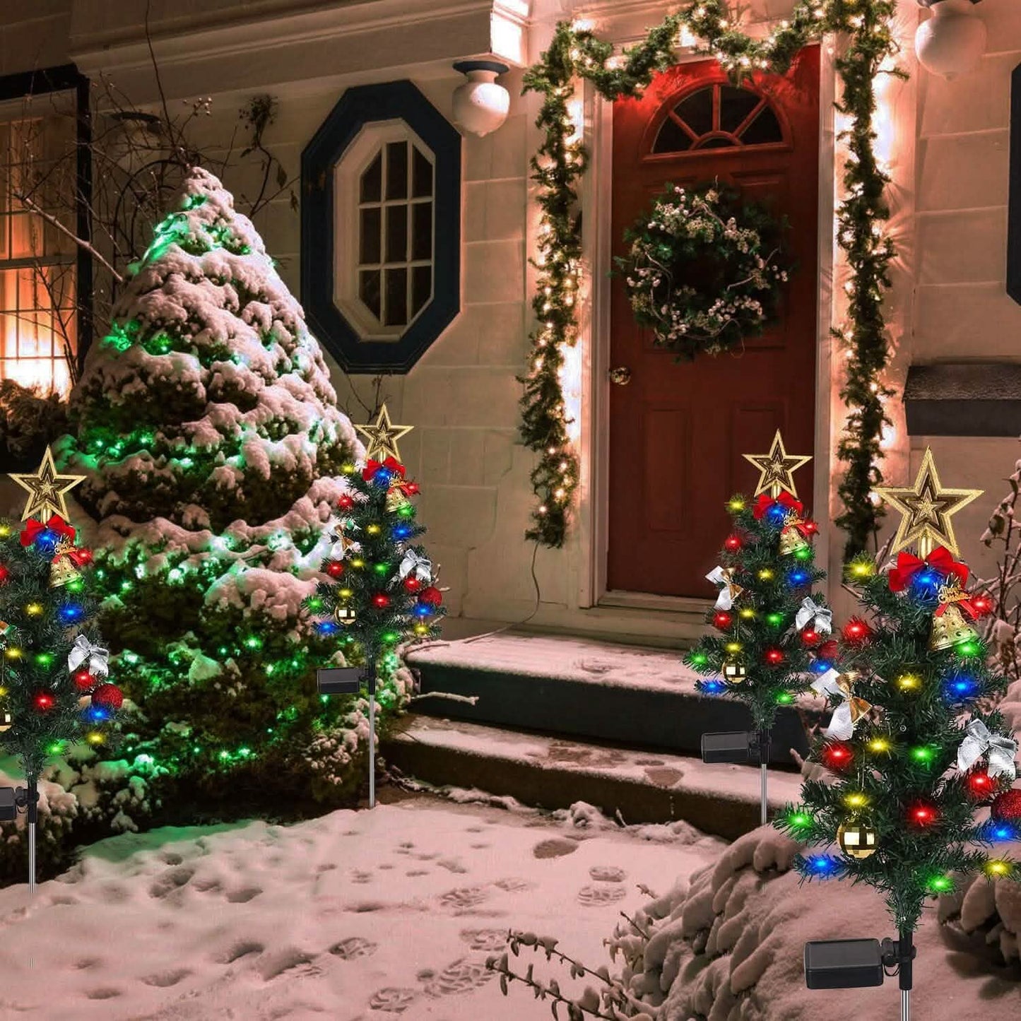 4-Pack: Solar Christmas Tree Lights Garden Decorations