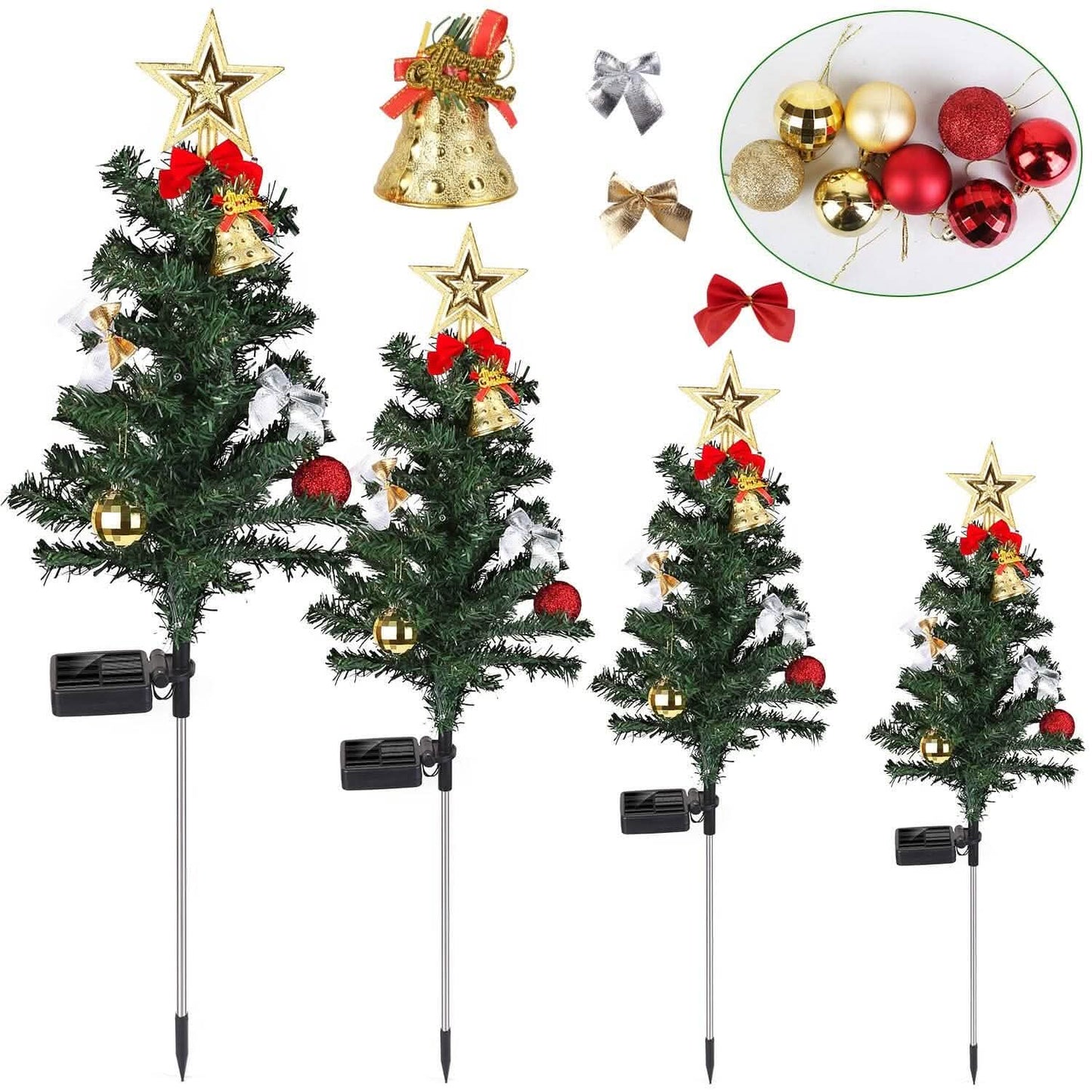 4-Pack: Solar Christmas Tree Lights Garden Decorations