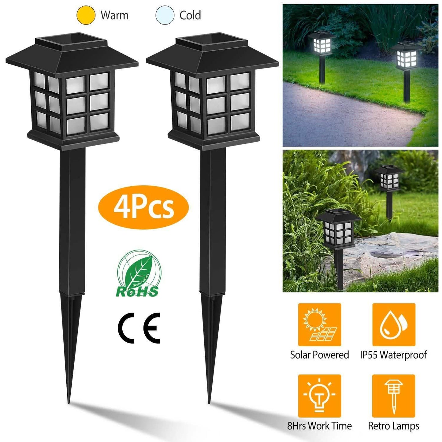 4-Pack: Solar Pathway Lights