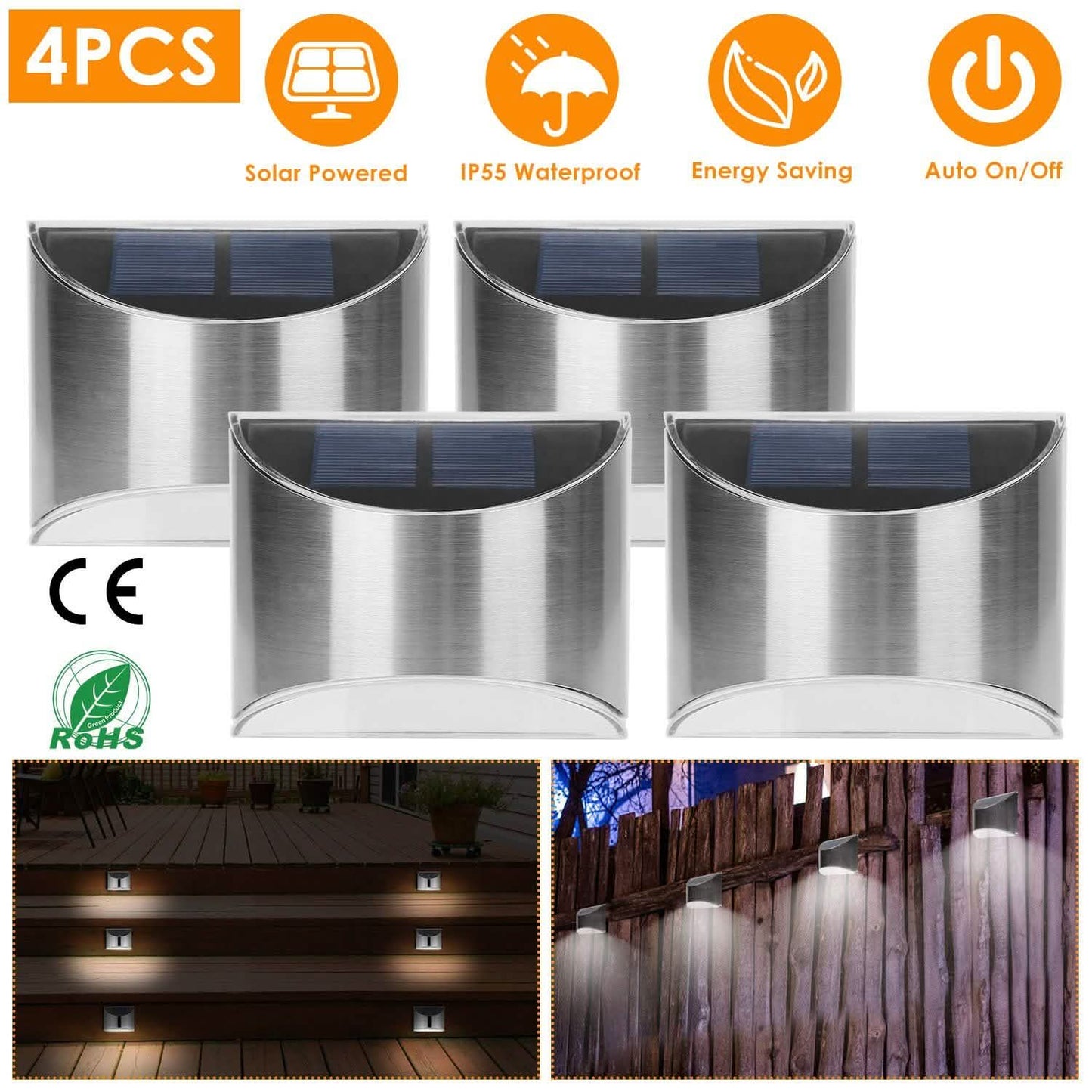 4-Pack: Solar Powered Deck Lights