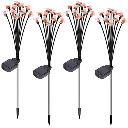 4-Pack: Solar Powered Stake Bee Light 2 Lighting Mode Lifelike Firefly