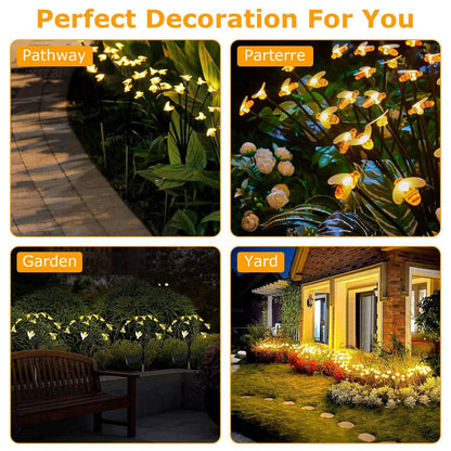 4-Pack: Solar Powered Stake Bee Light 2 Lighting Mode Lifelike Firefly