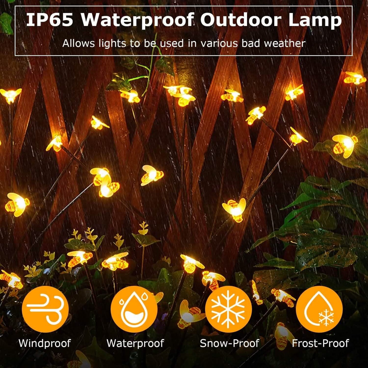 4-Pack: Solar Powered Stake Bee Light 2 Lighting Mode Lifelike Firefly