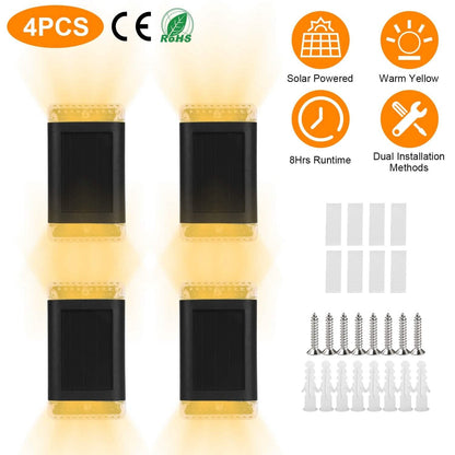 4-Pack: Solar Powered Wall Sconce Light IP55 Rechargeable Optical Sensor Lamp