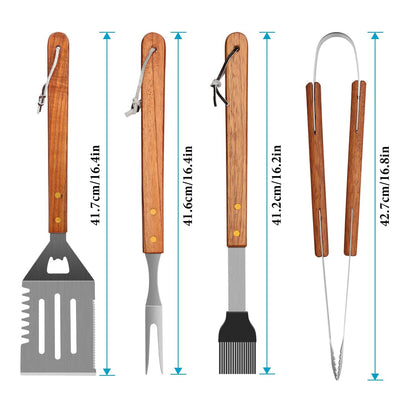 4-Pack: Stainless Steel BBQ Grill Tool Set