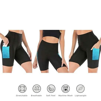 4-Pack: Women's High Waisted Biker Shorts with Pockets