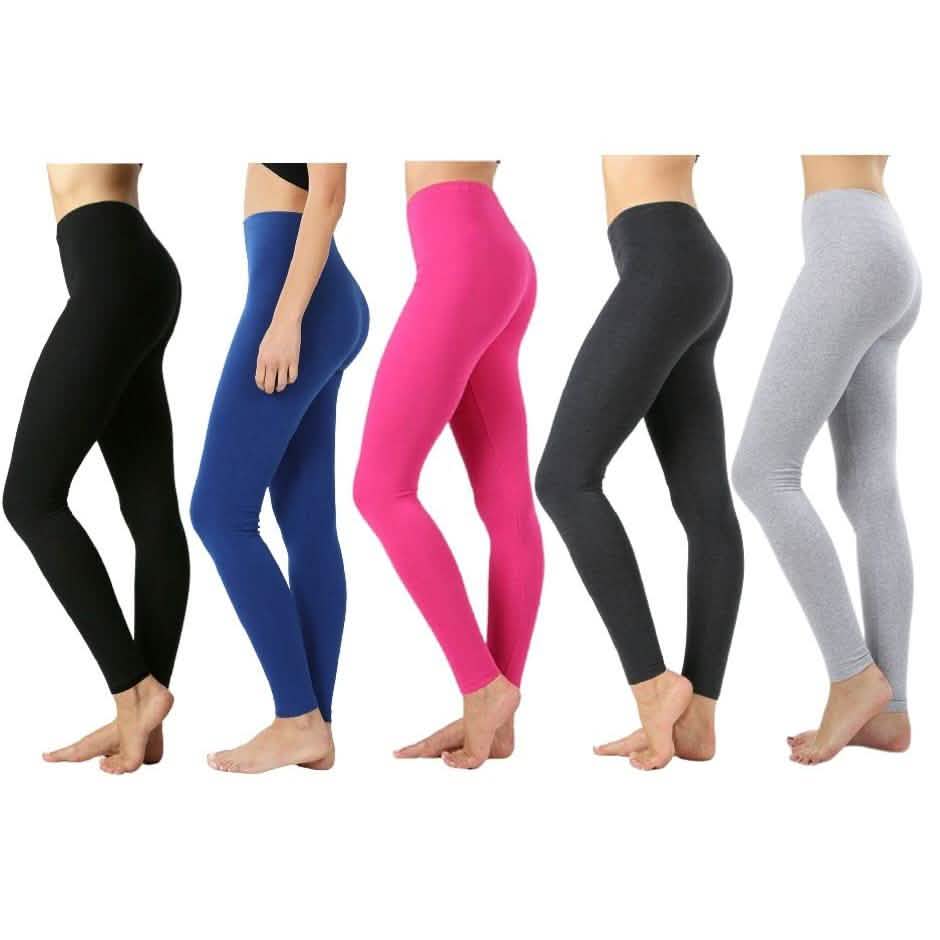 4-Pack: Women's Premium Cotton Full Length Leggings